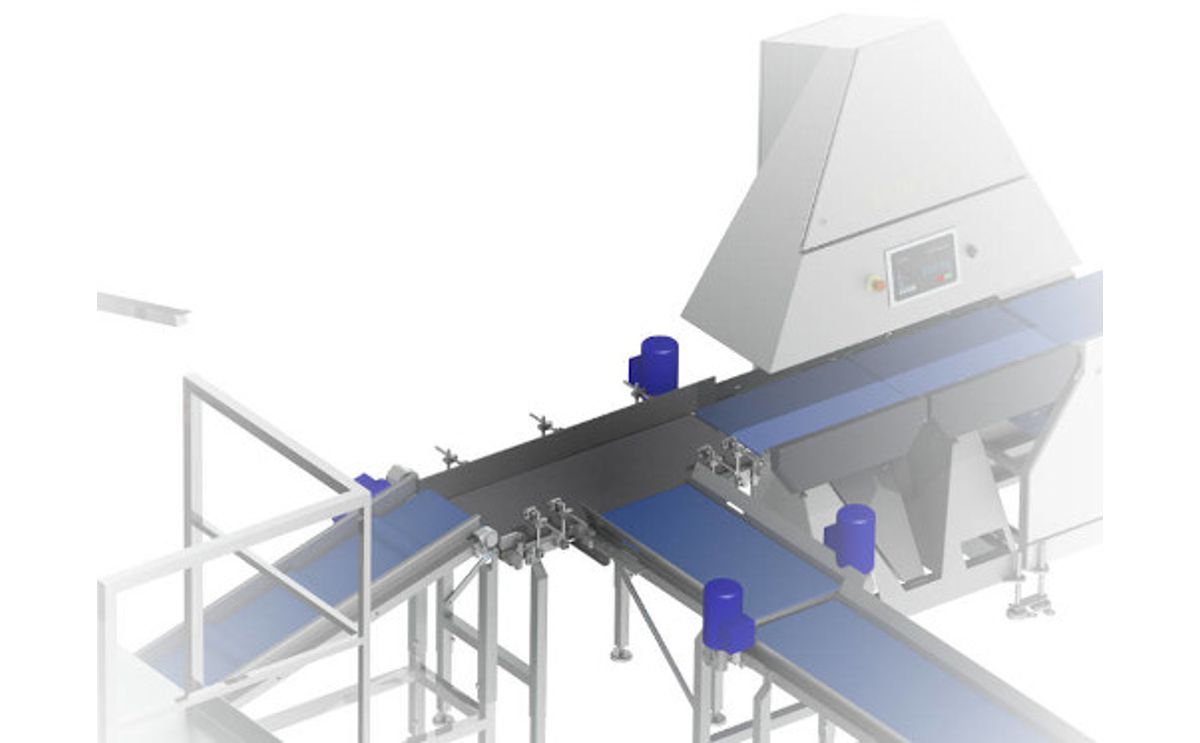 Merging of products from two conveyors feeding Newtec's Check Point